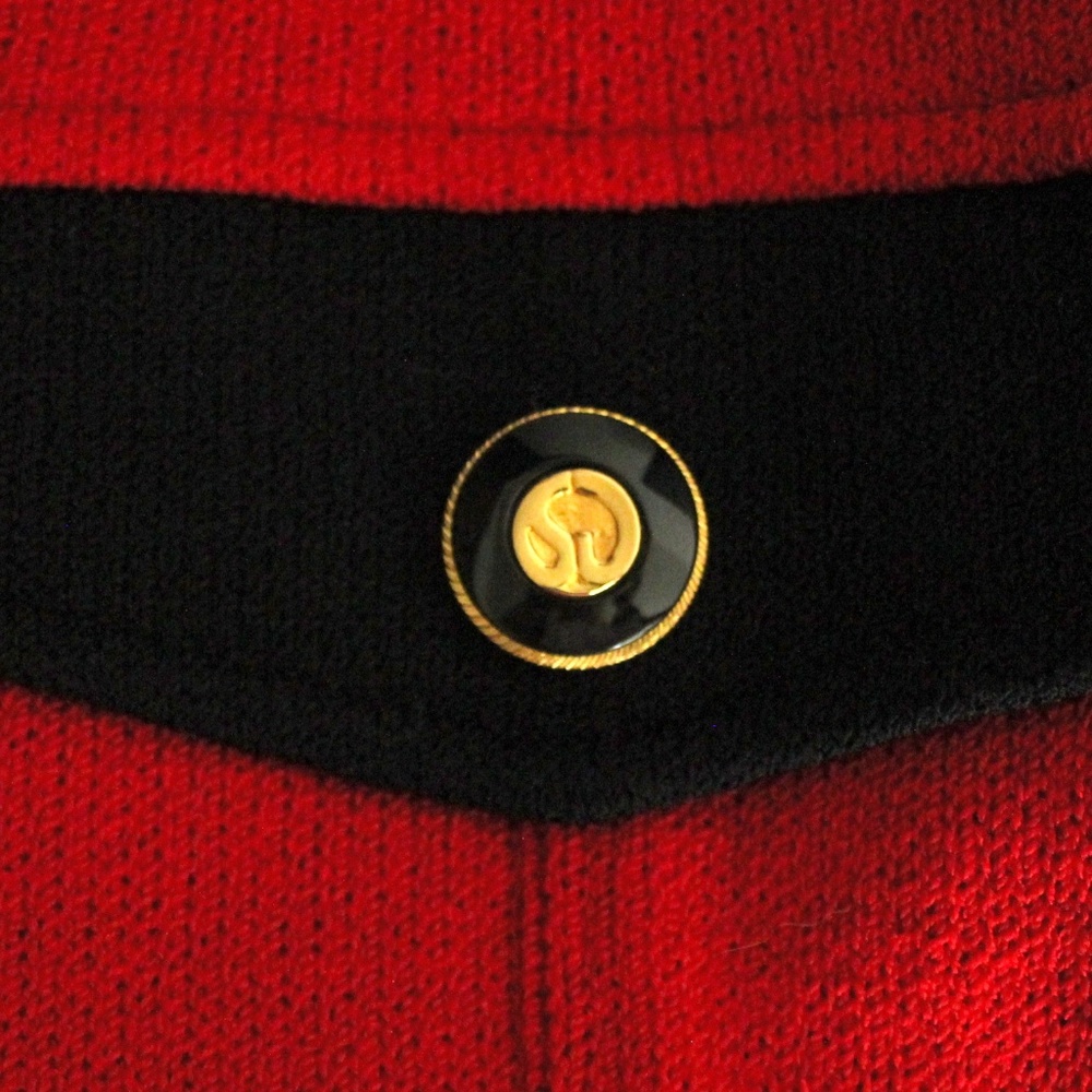 St. John Collection Santana Knit Red Black Zip-Up Front Jacket P Petite - Picture 8 of 8